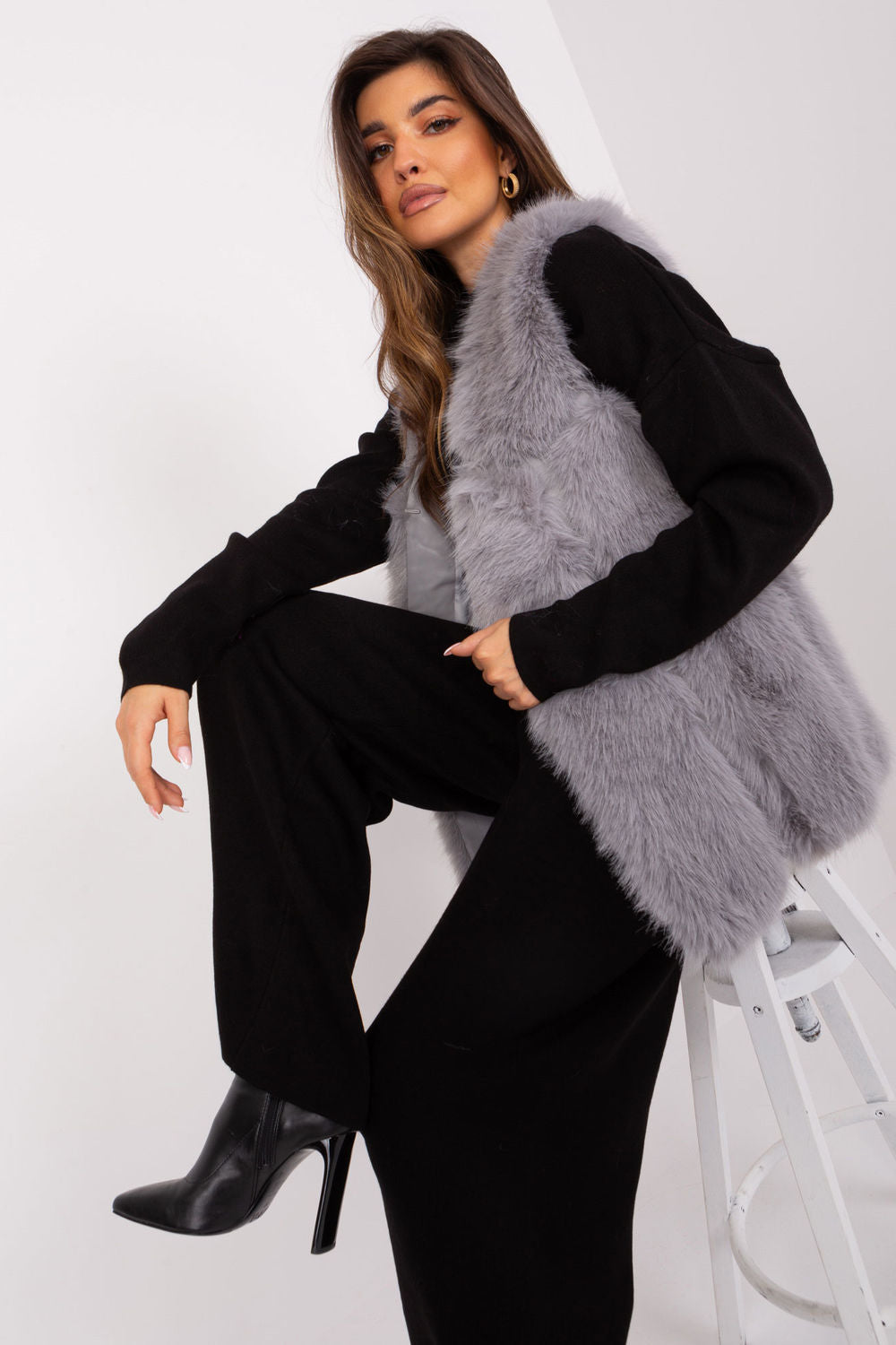 AT Grey Polyester Hooded Gilet - view 2