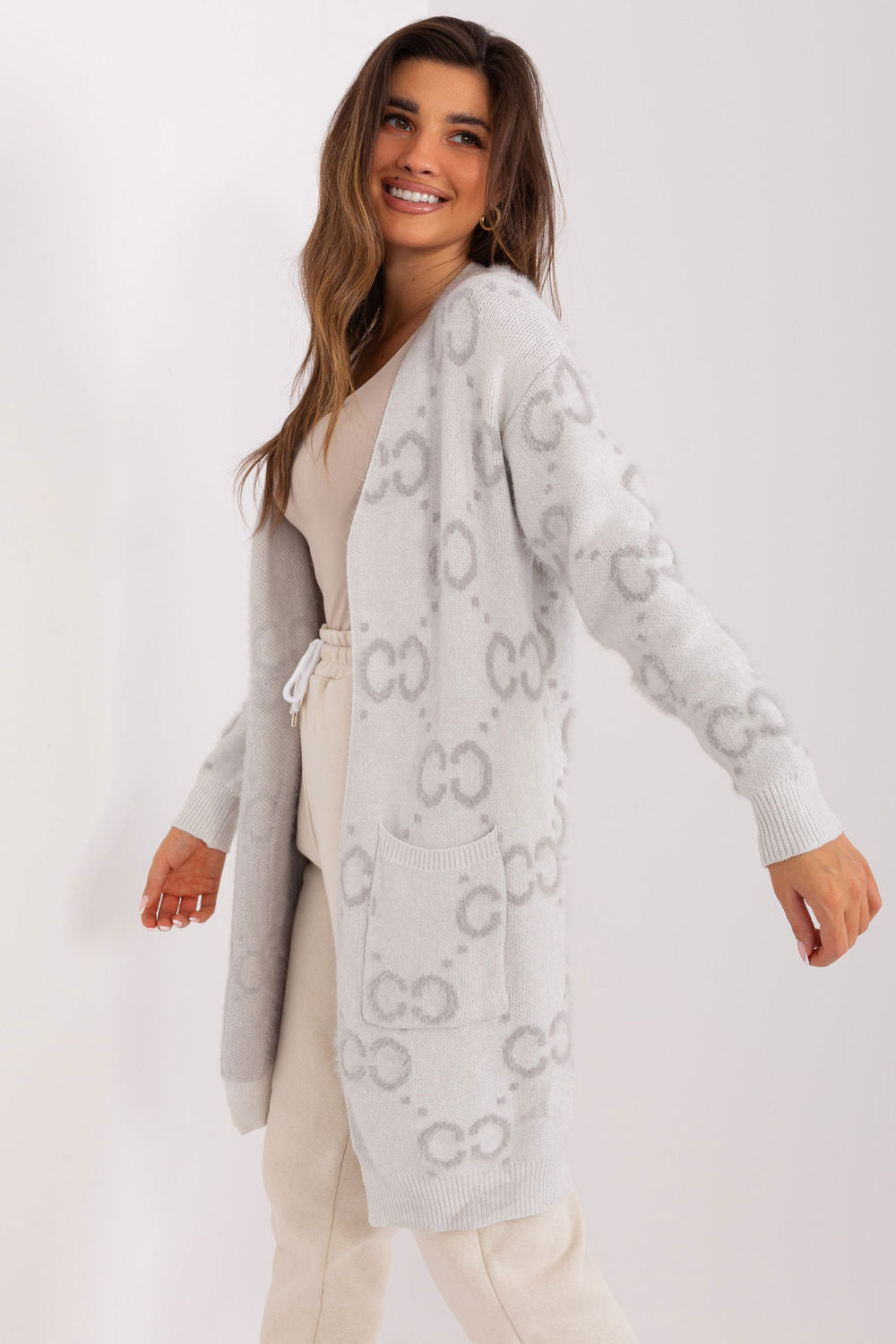 AT Light Grey Long Sleeve Cardigan - view 2
