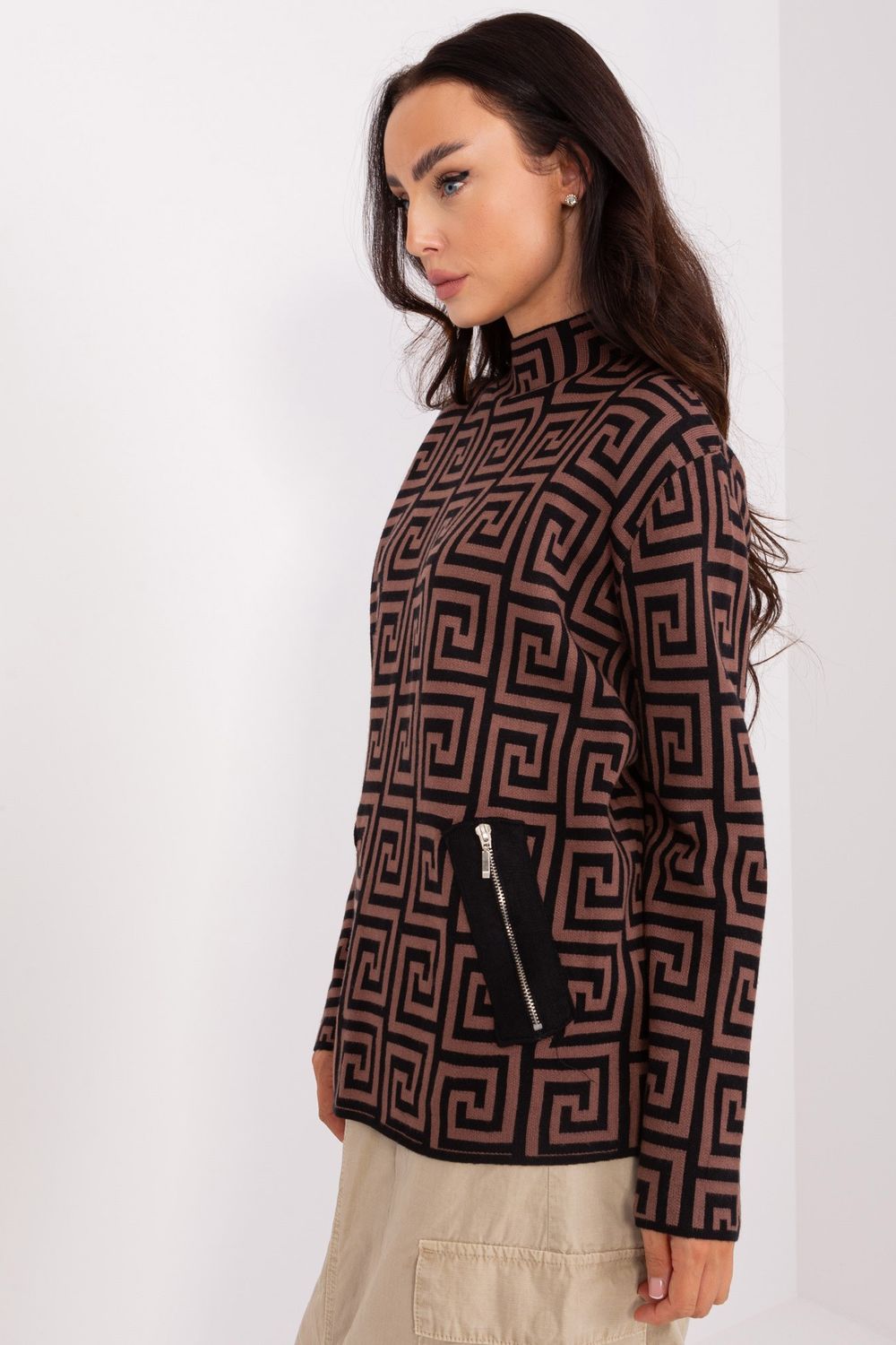 AT Brown Roll Neck Long Sleeve Jumper - view 2