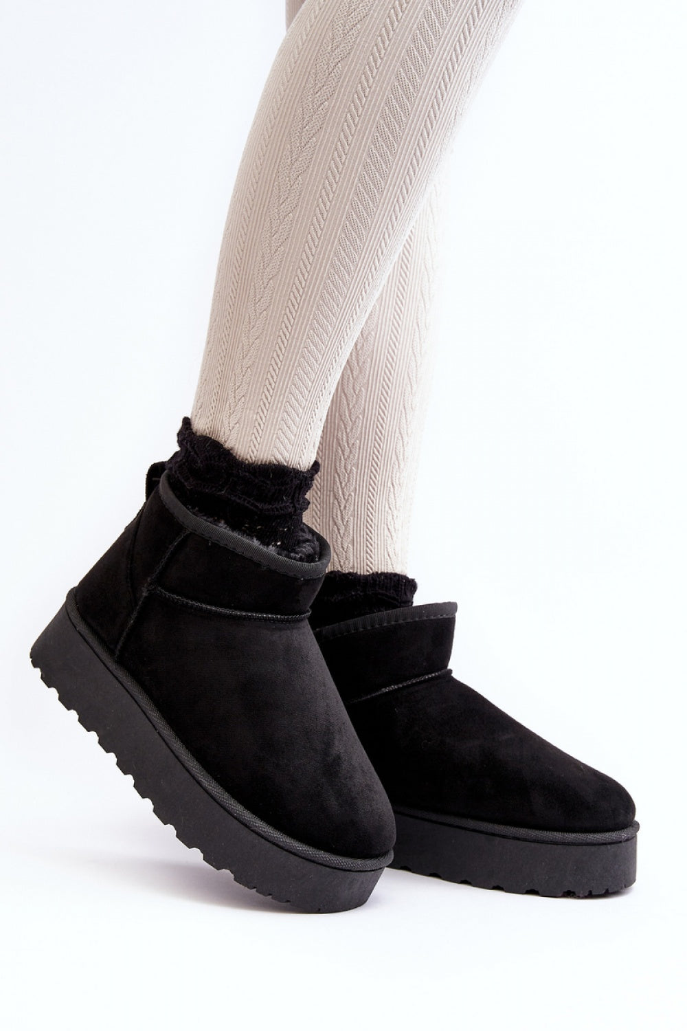 Step In Style Xamella Black Faux Suede Platform Snow Boots
