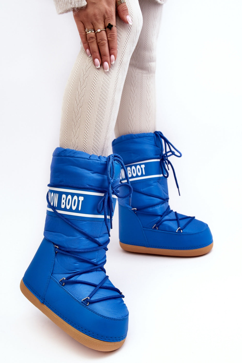 Step In Style Blue Faux Leather Platform Snow Boots