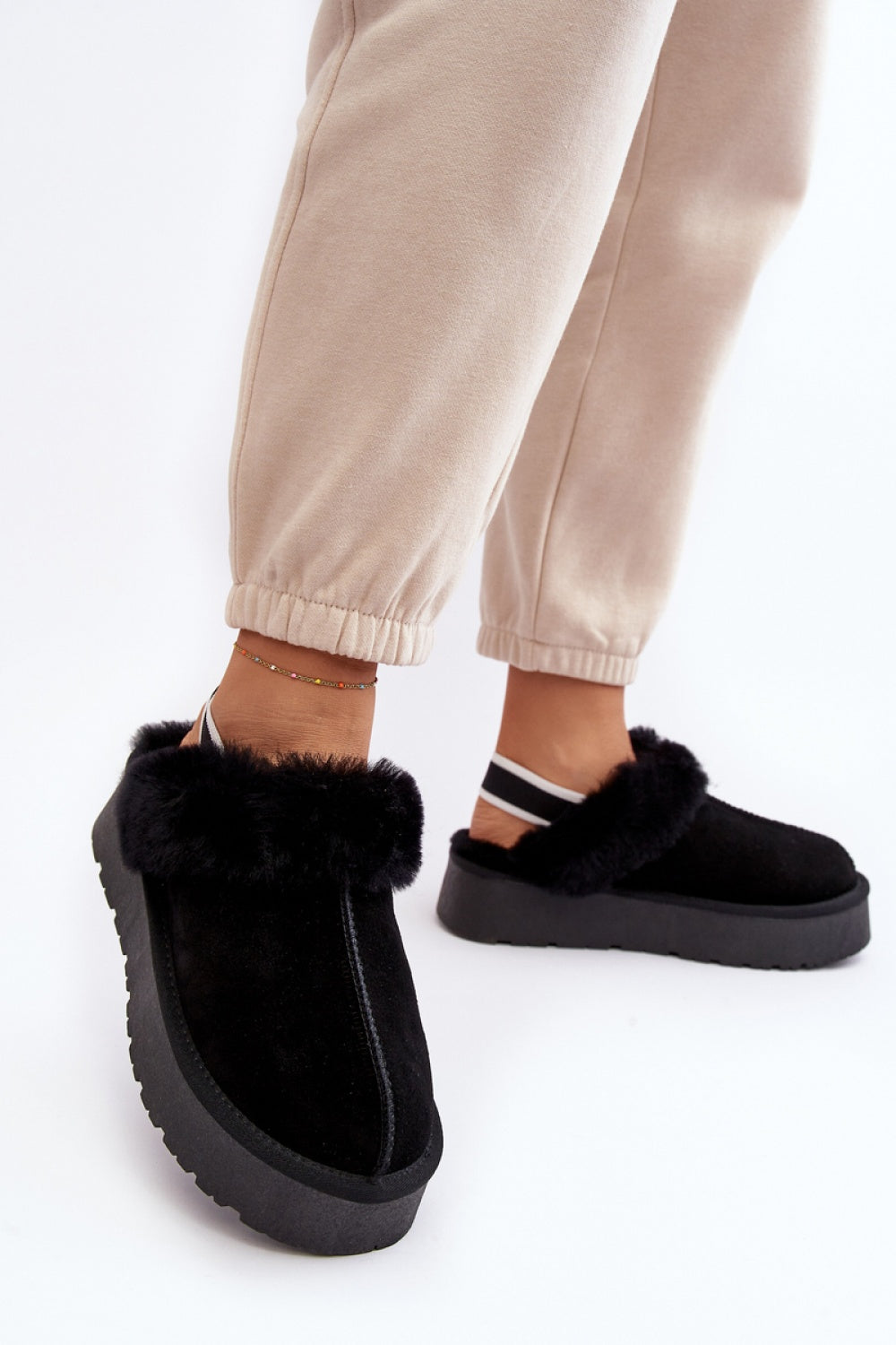 Step In Style Sophienne Black Suede Platform Slippers