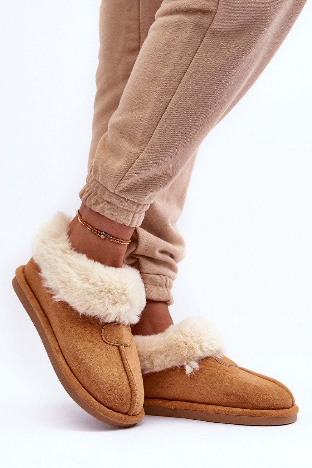 Step In Style Lanoze Camel Faux Suede Platform Slippers