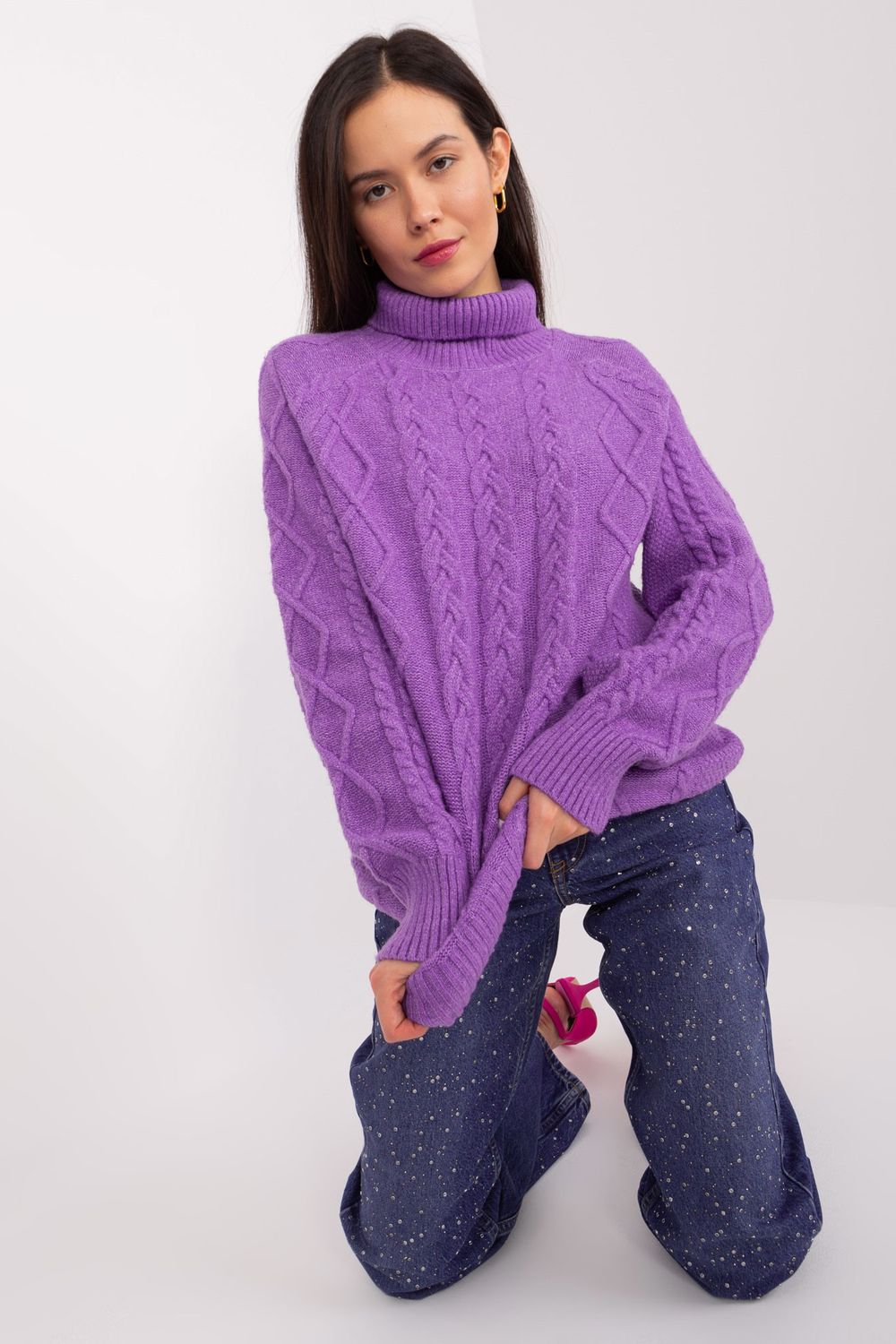 AT Violet Long Sleeve Roll Neck Jumper - view 2