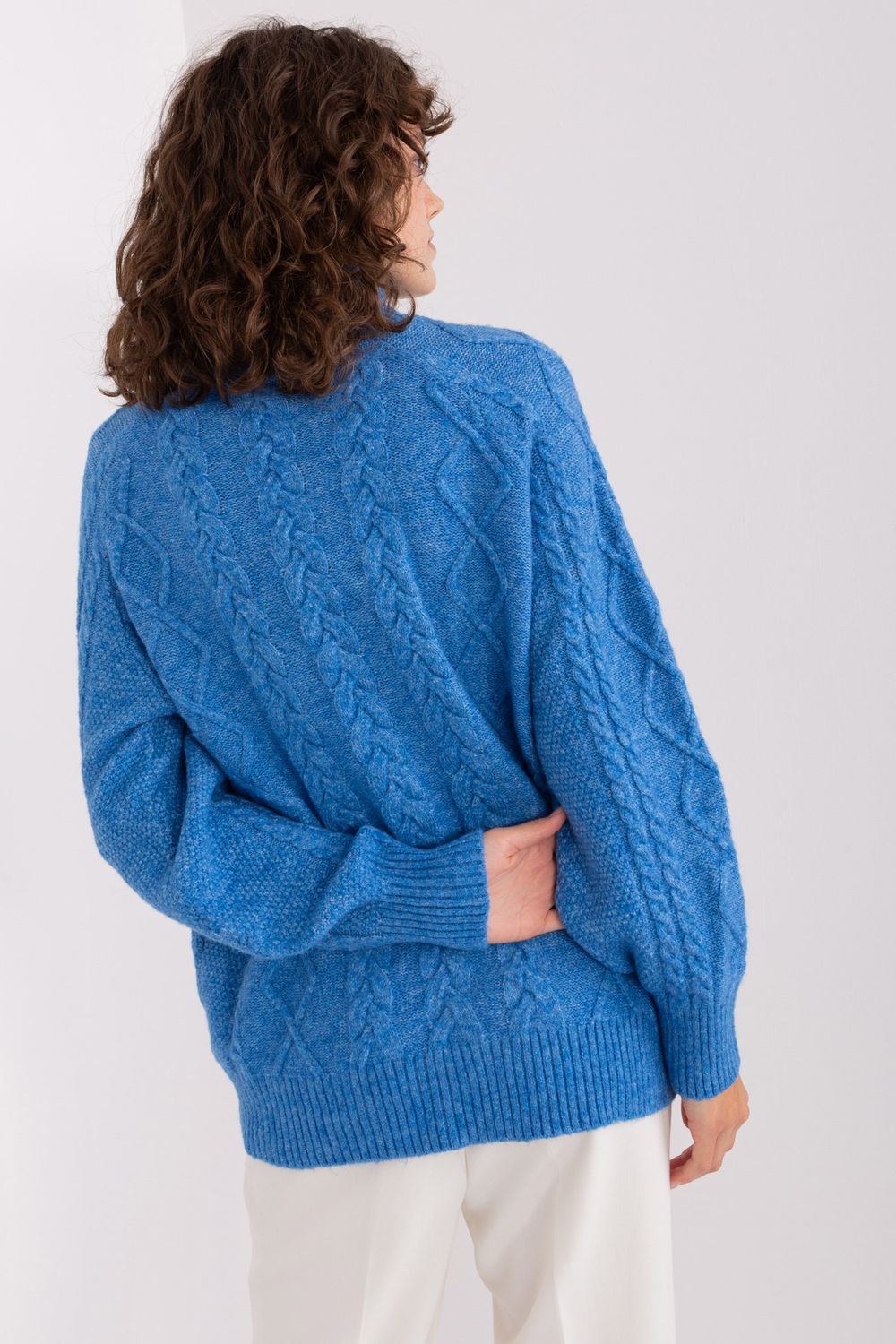 AT Blue Acrylic Long Sleeve Roll Neck Jumper - view 3