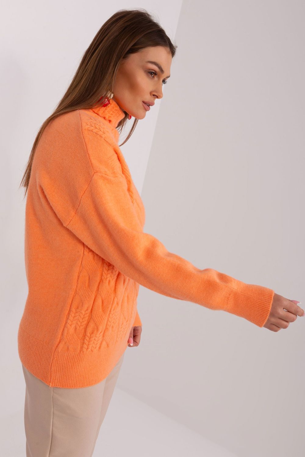 AT Light Orange Acrylic Long Sleeve Roll Neck Jumper - view 2