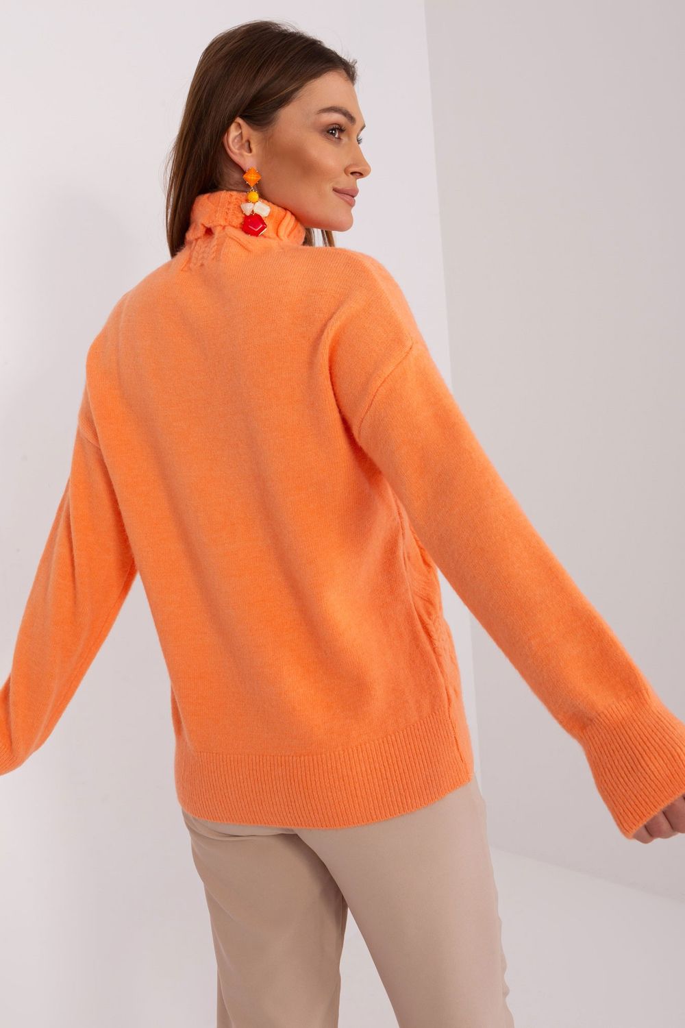 AT Light Orange Acrylic Long Sleeve Roll Neck Jumper - view 3