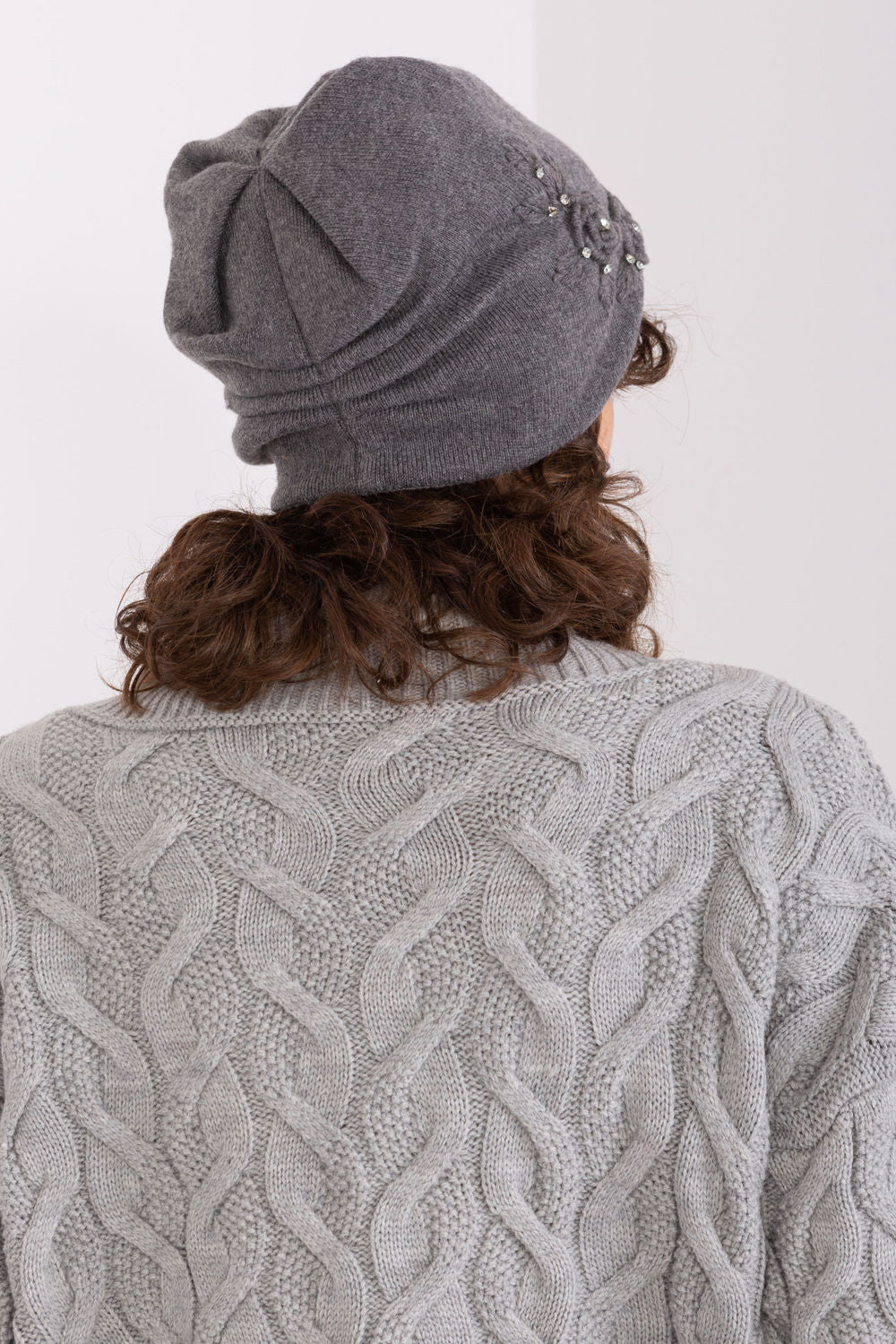 AT Dark Grey Knitted Beanie Hat - view 3