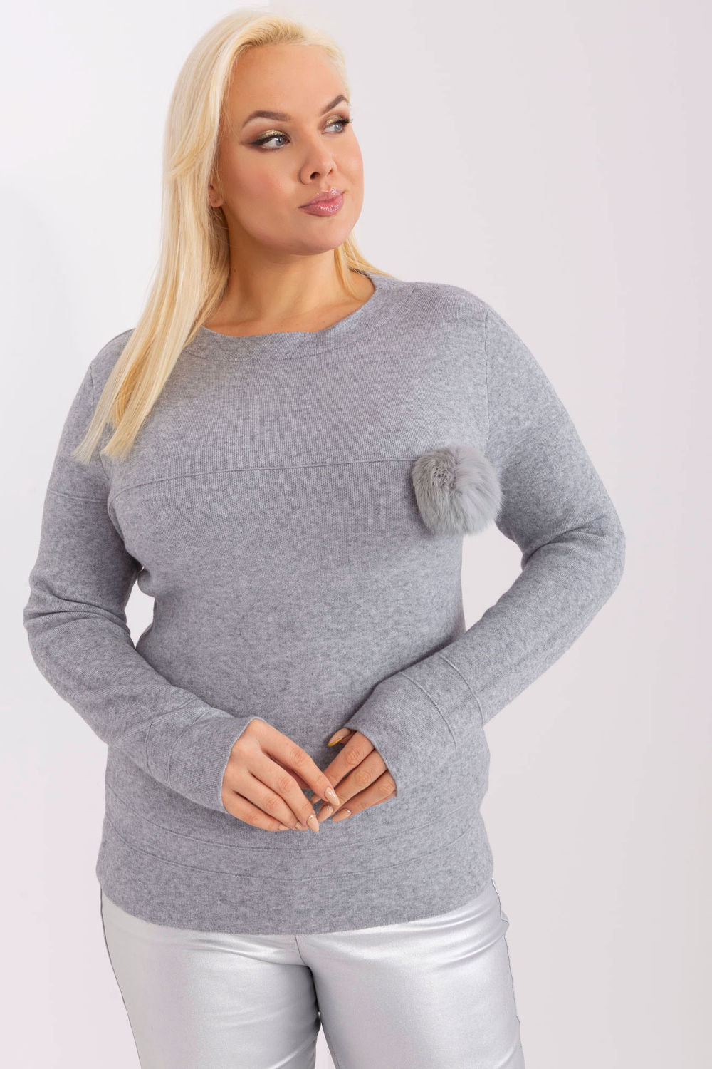 Factory Price Grey Long Sleeve Plus Size Jumper