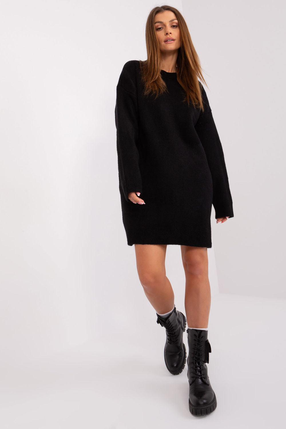 Rue Paris Black Mini Long Sleeve Dress