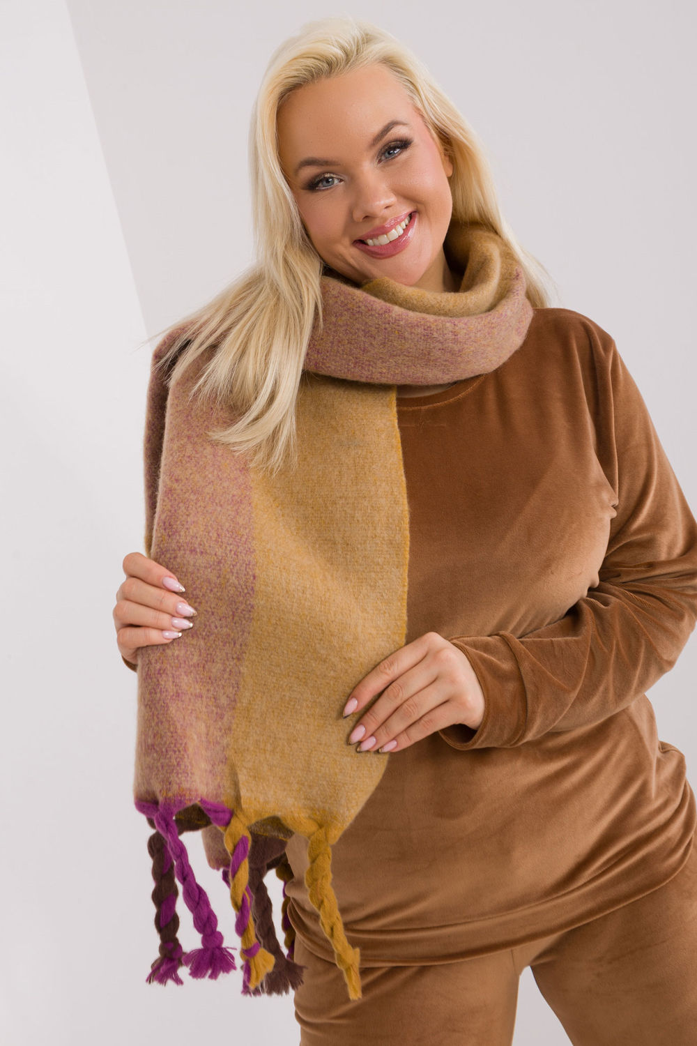 AT Dark Yellow Striped Shawl