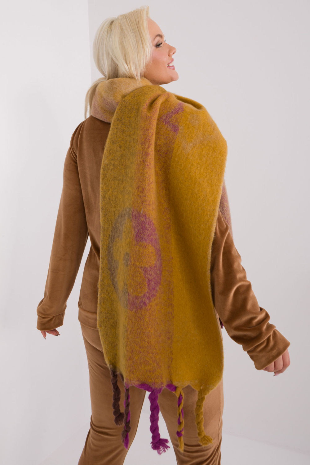 AT Dark Yellow Striped Shawl - view 3
