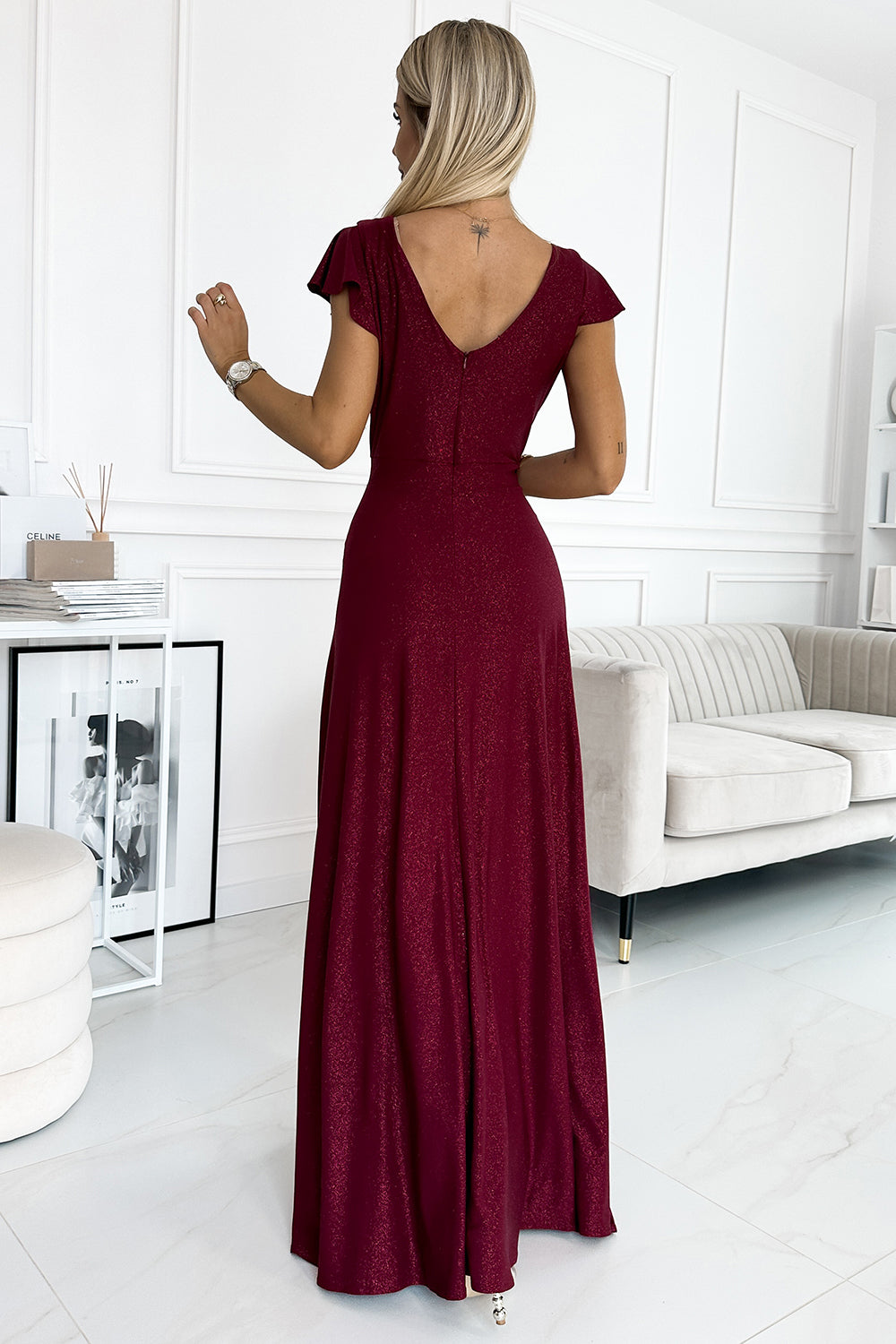 Numoco Crystal Burgundy Wrap Maxi Dress - view 2