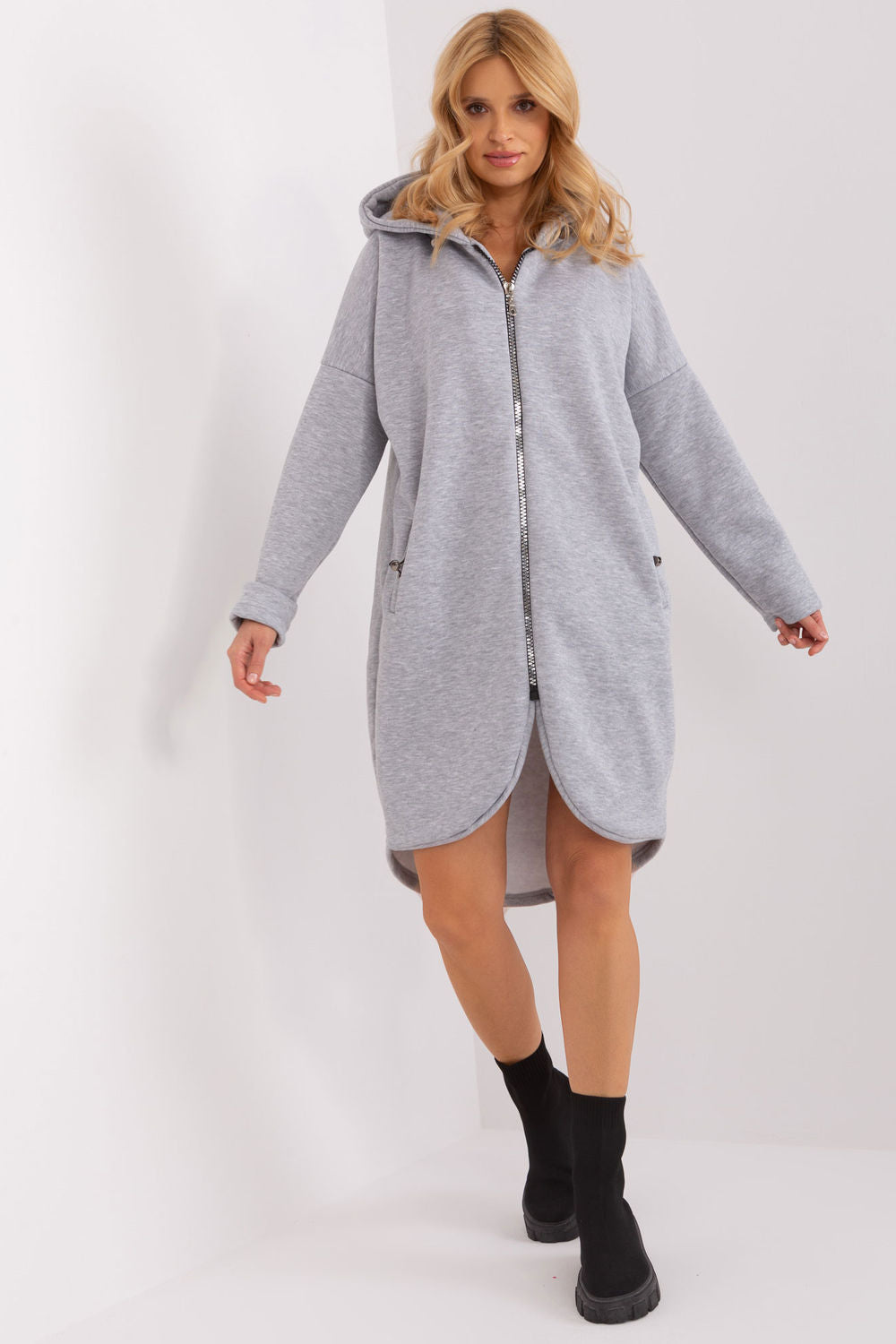 Relevance Grey Hooded Zip Up Sweatshirt