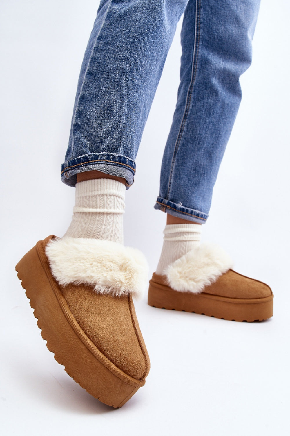 Step In Style Starlyn Camel Faux Suede Platform Slippers - view 2