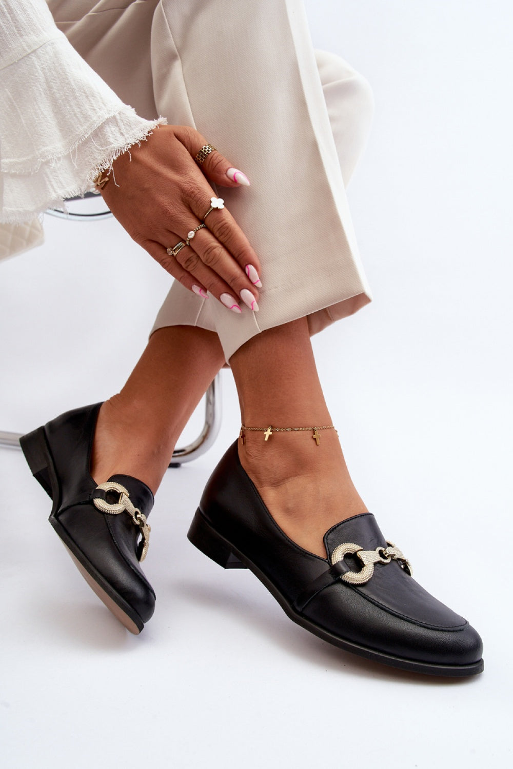 Step In Style Zazoo Black Leather Moccasins
