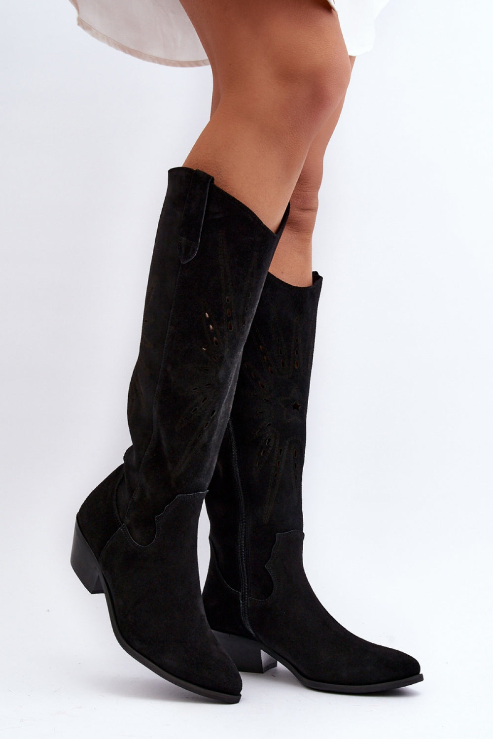 Step In Style Zazoo Black Leather Cut-Out Boots