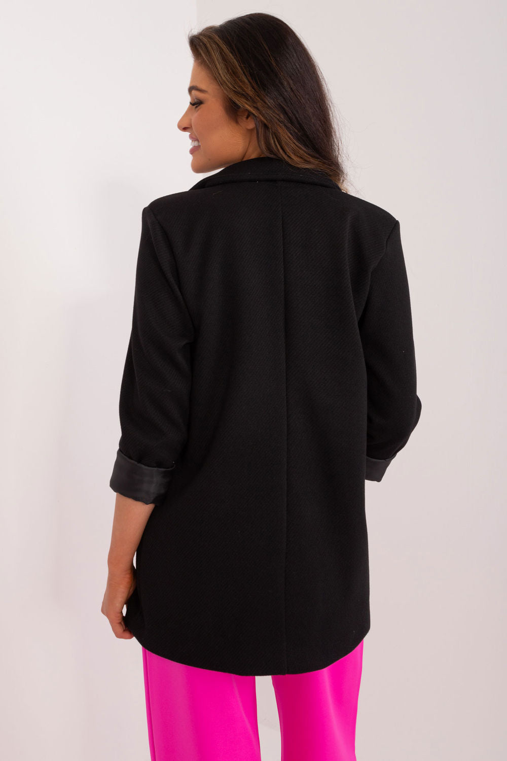 Italy Moda Black Polyester Long Sleeve Jacket - view 2