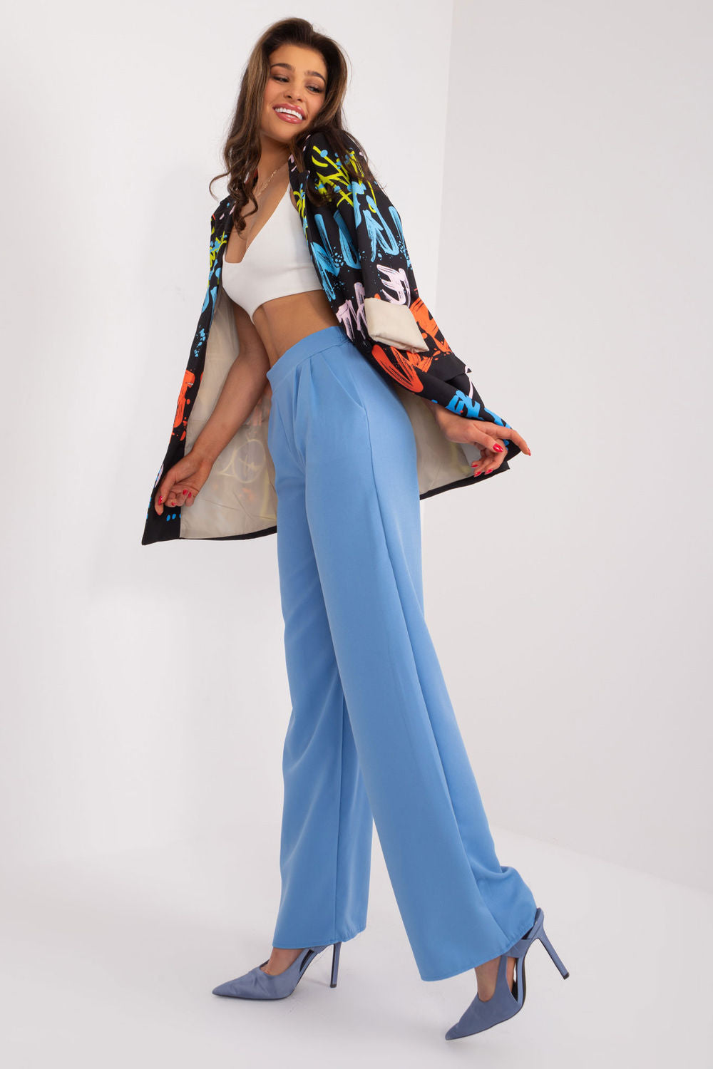 Rue Paris Blue High Waisted Trousers - view 2