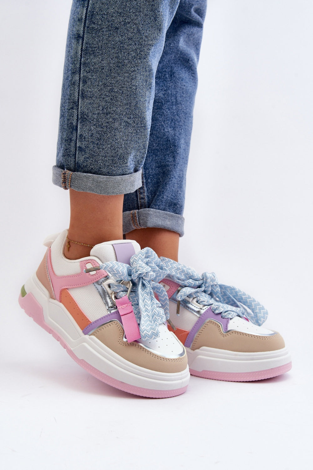 Step In Style Multicolour Faux Leather Platform Trainers