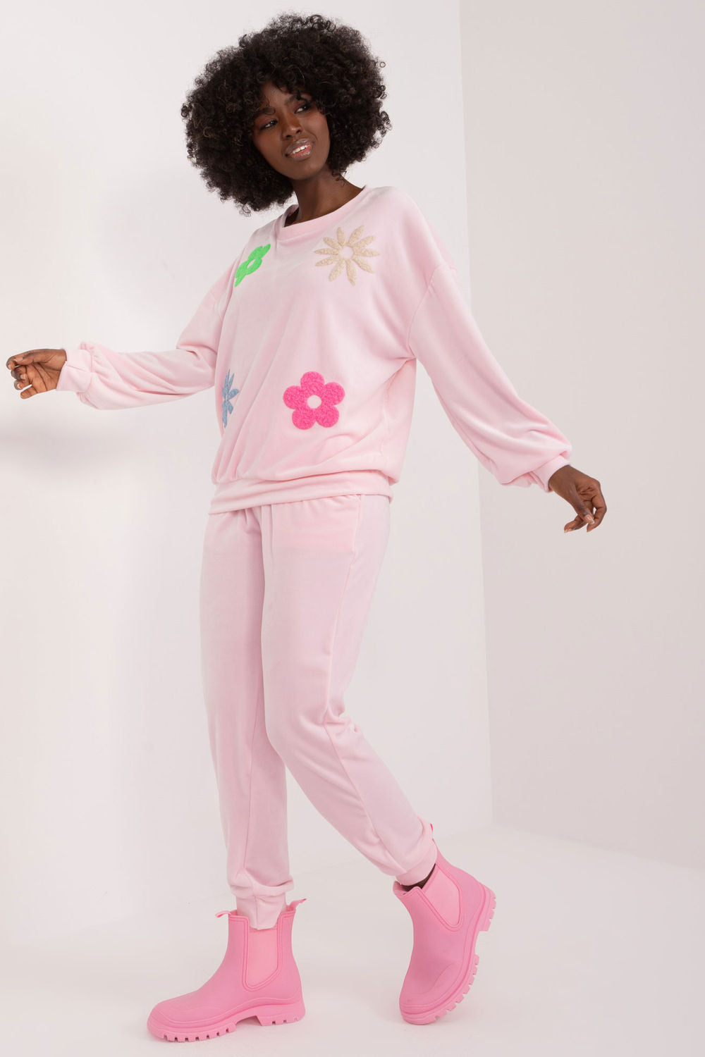 Italy Moda Light Pink Velvet Co-Ord Set - view 2