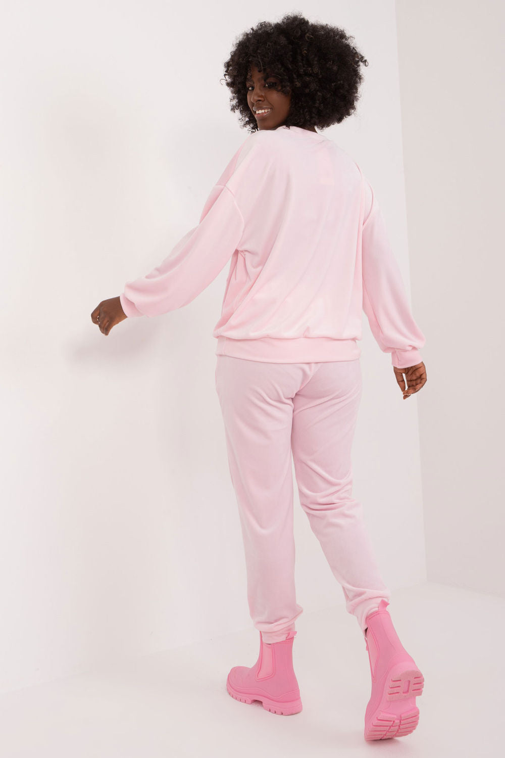 Italy Moda Light Pink Velvet Co-Ord Set - view 3
