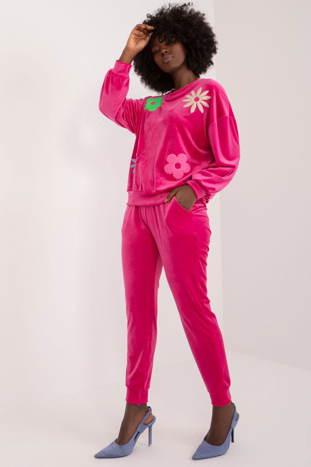 Italy Moda Fuchsia Velvet Co-Ord Set - view 2