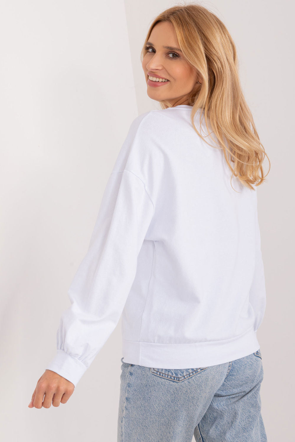 Italy Moda White Floral Long Sleeve Sweatshirt - view 3