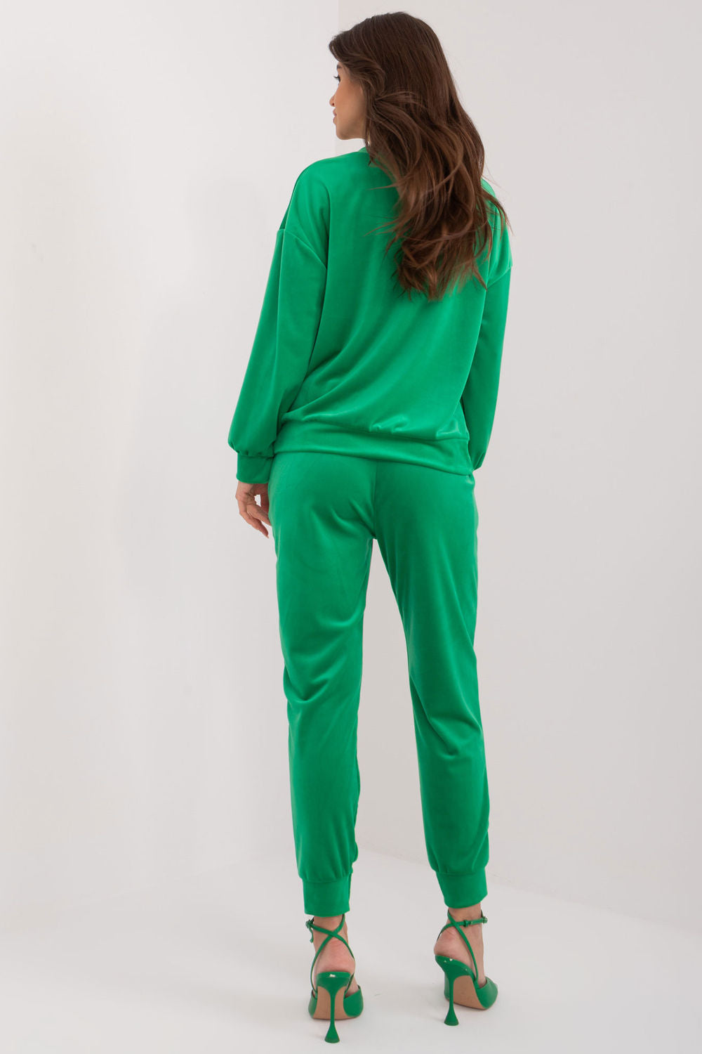 Italy Moda Green Velvet High Waisted Co-Ord Set - view 3