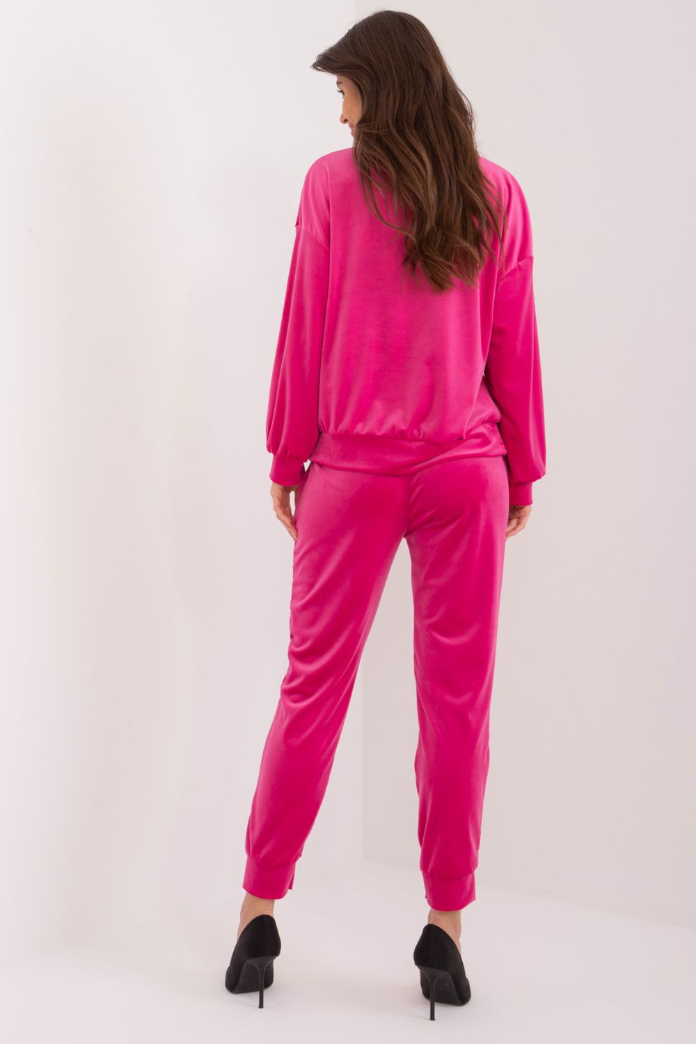 Italy Moda Fuchsia Velvet High Waisted Co-Ord Set - view 3