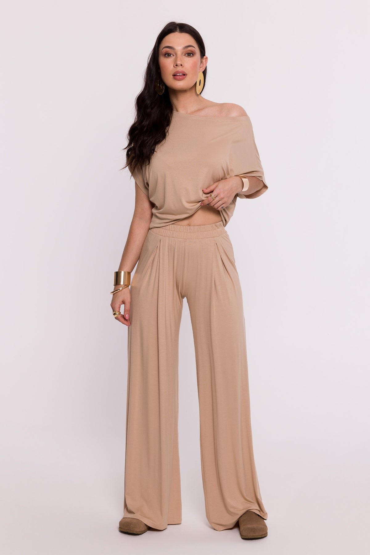 BeWear Cappuccino Knitted Pleated Trousers