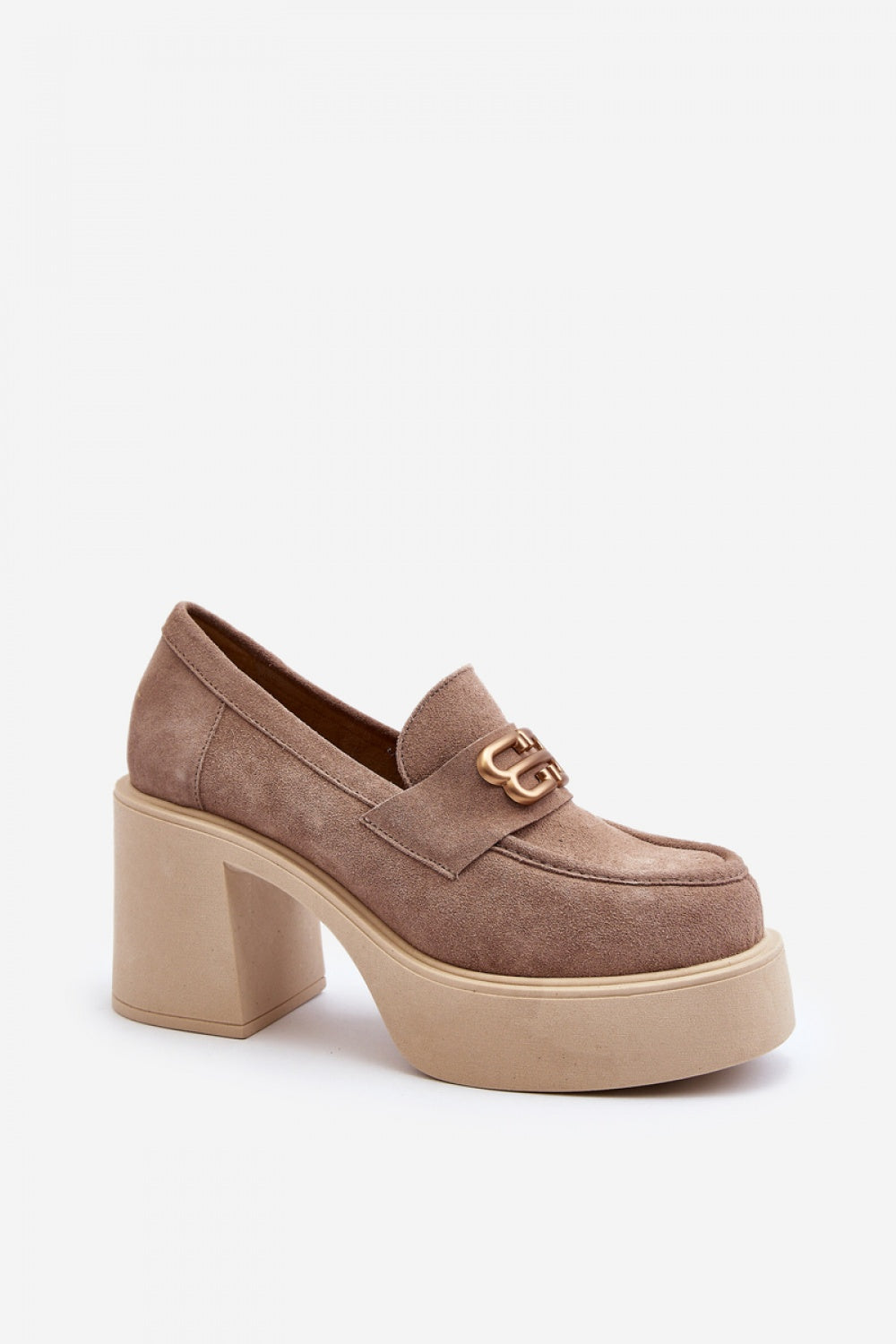 Step In Style Zazoo Beige Faux Suede Heeled Shoes - view 2