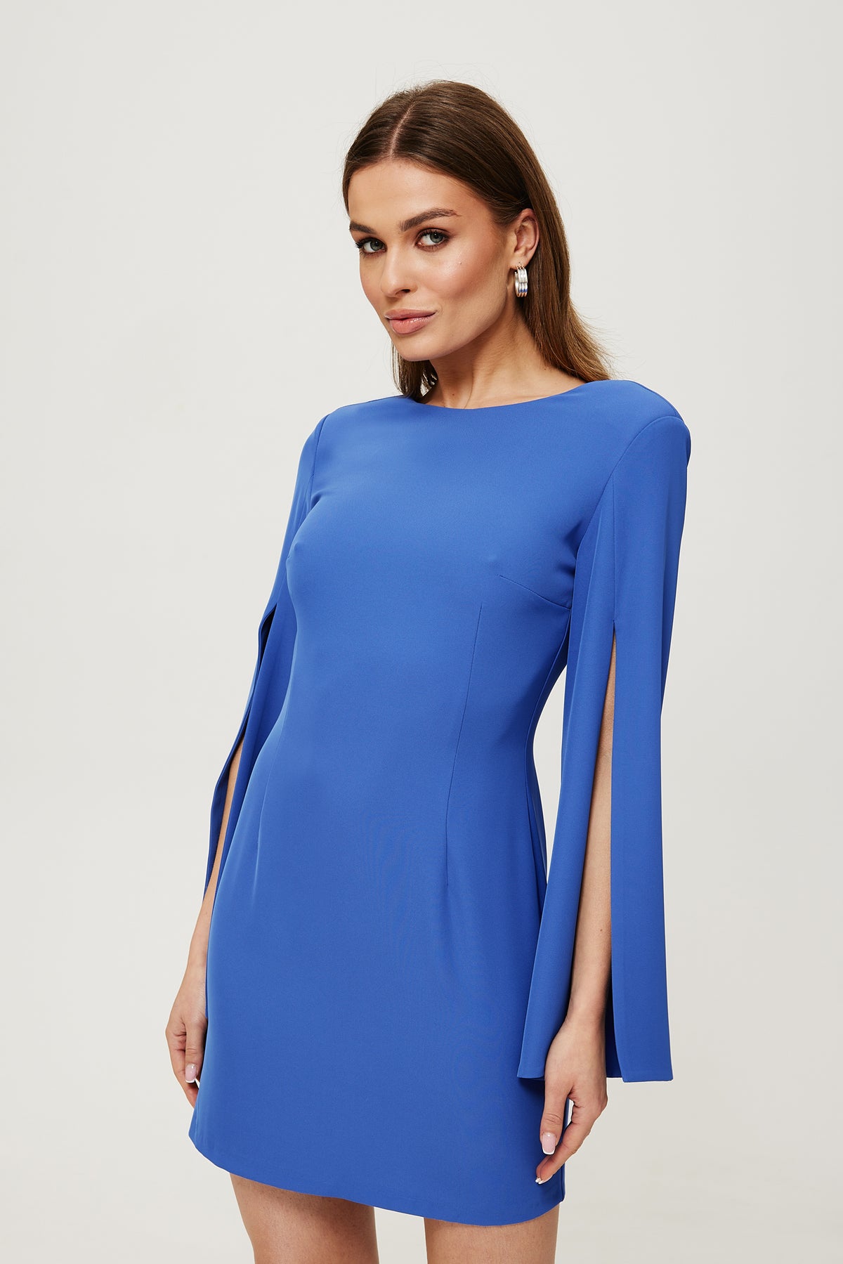Makover Blue Mini V-Neck Cocktail Dress