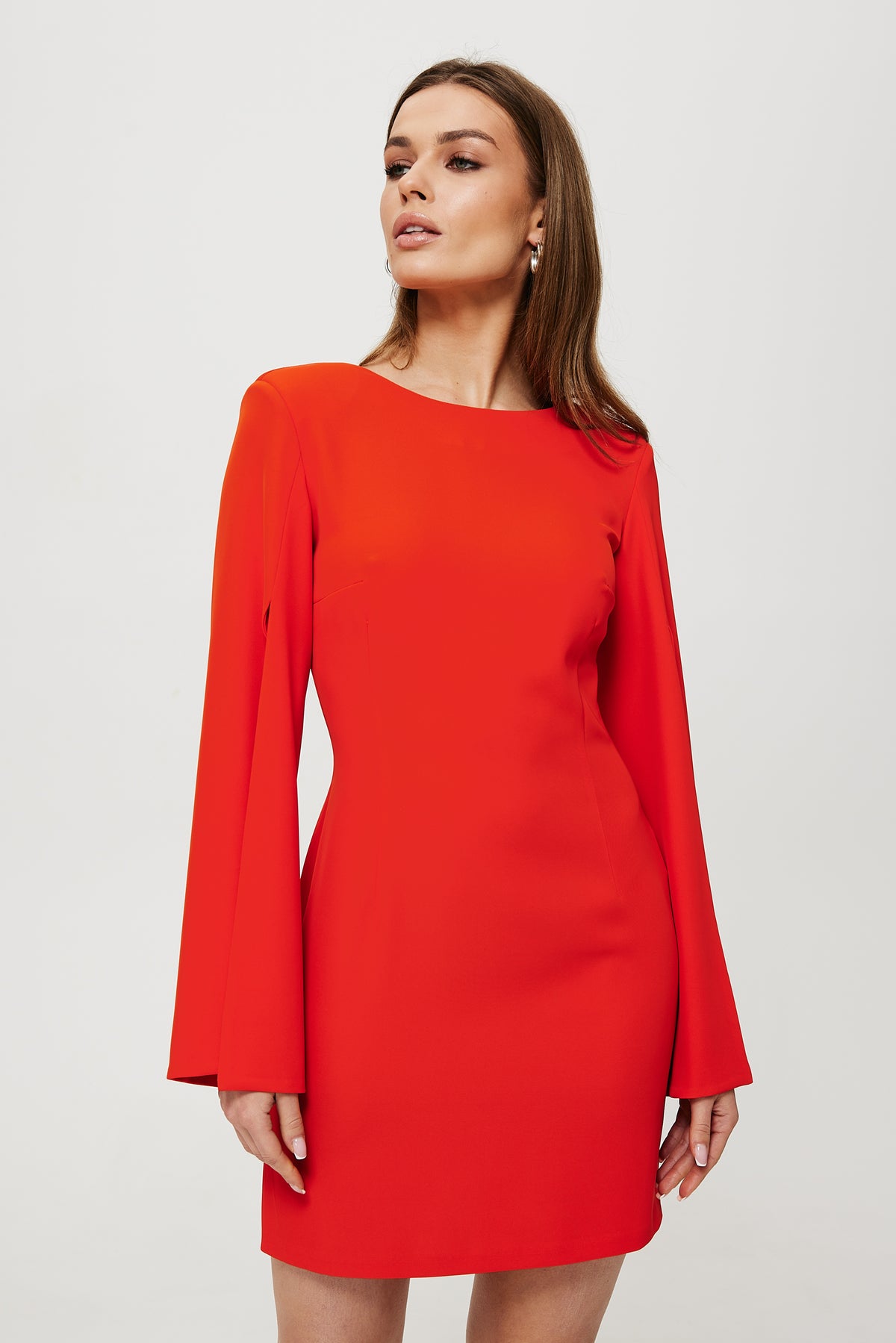 Makover Coral Mini V-Neck Cocktail Dress