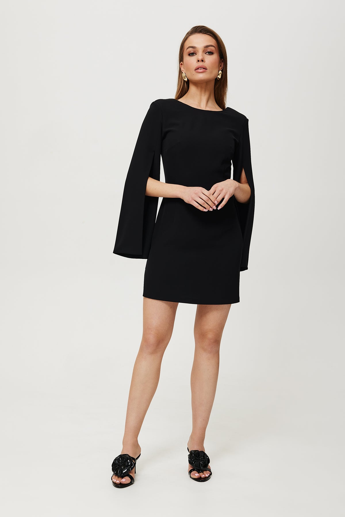 Makover Black Mini V-Neck Cocktail Dress - view 2