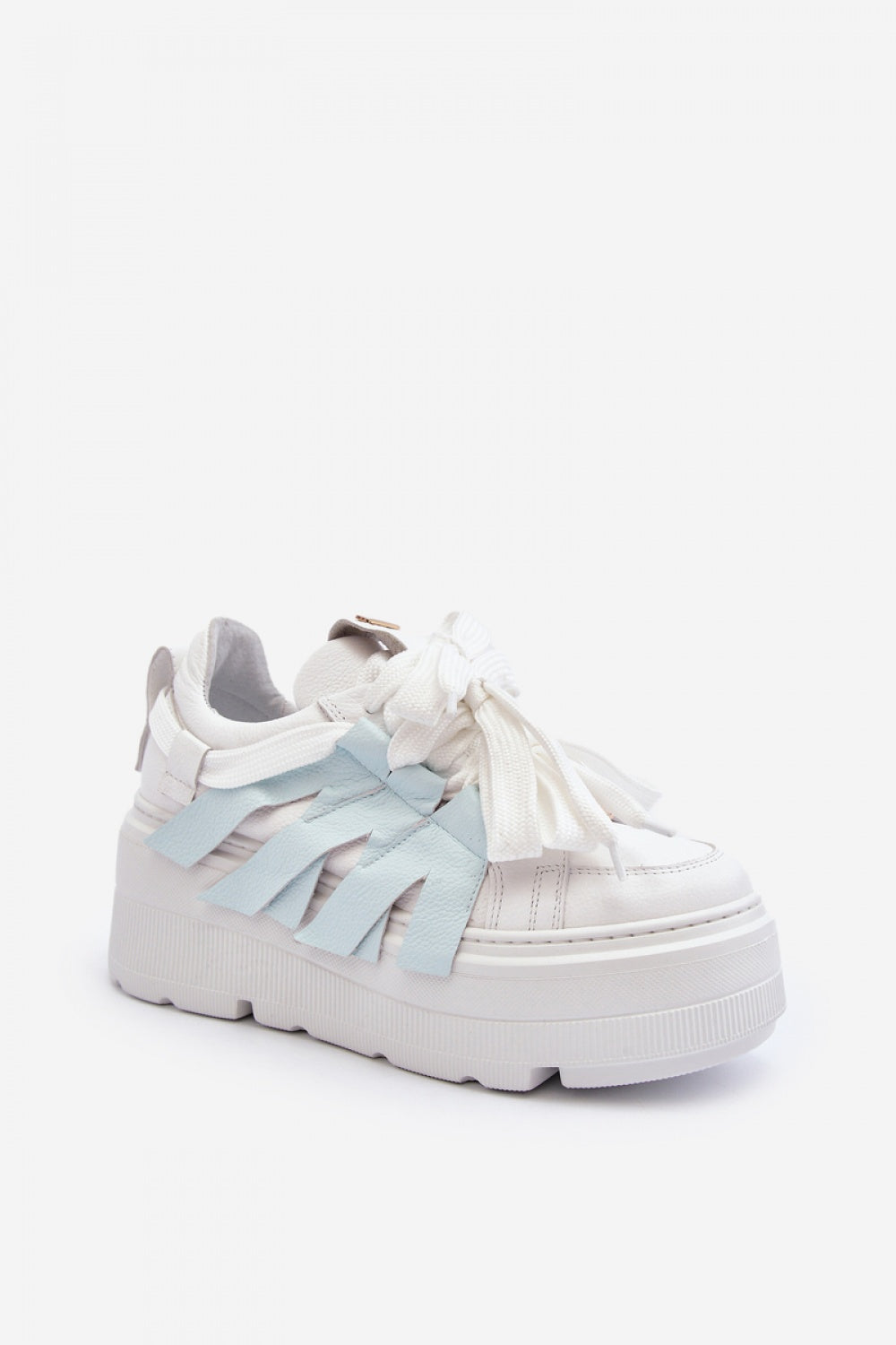 Step In Style Blue Leather Platform Trainers - view 2