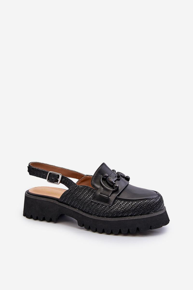 Step In Style Black Faux Leather Flat Heeled Sandals - view 2