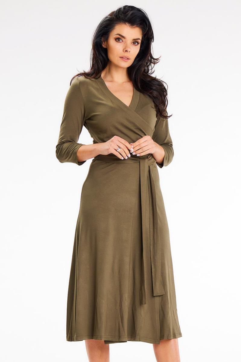 Awama Khaki Midi Bodycon Dress