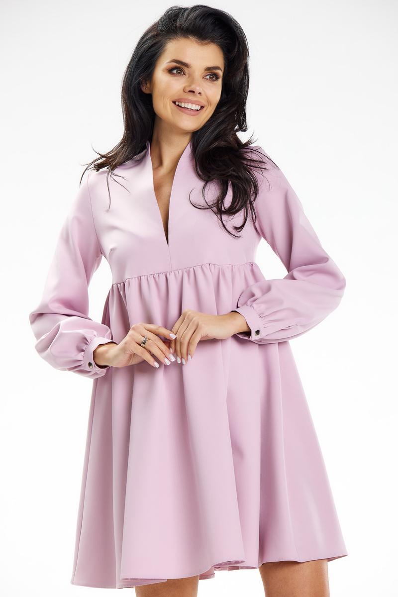 Awama Pink Mini Bodycon Long Sleeve Dress