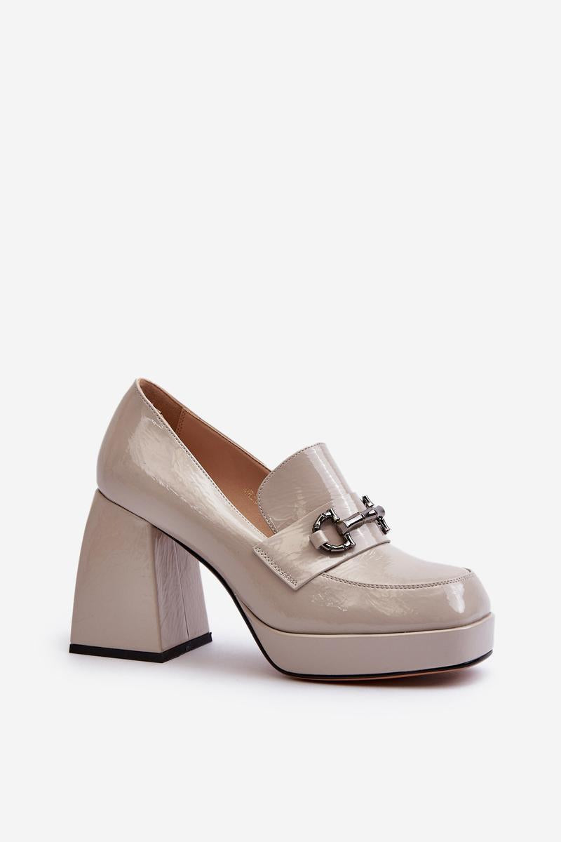 Step In Style Grey Faux Leather Heeled Shoes - view 2