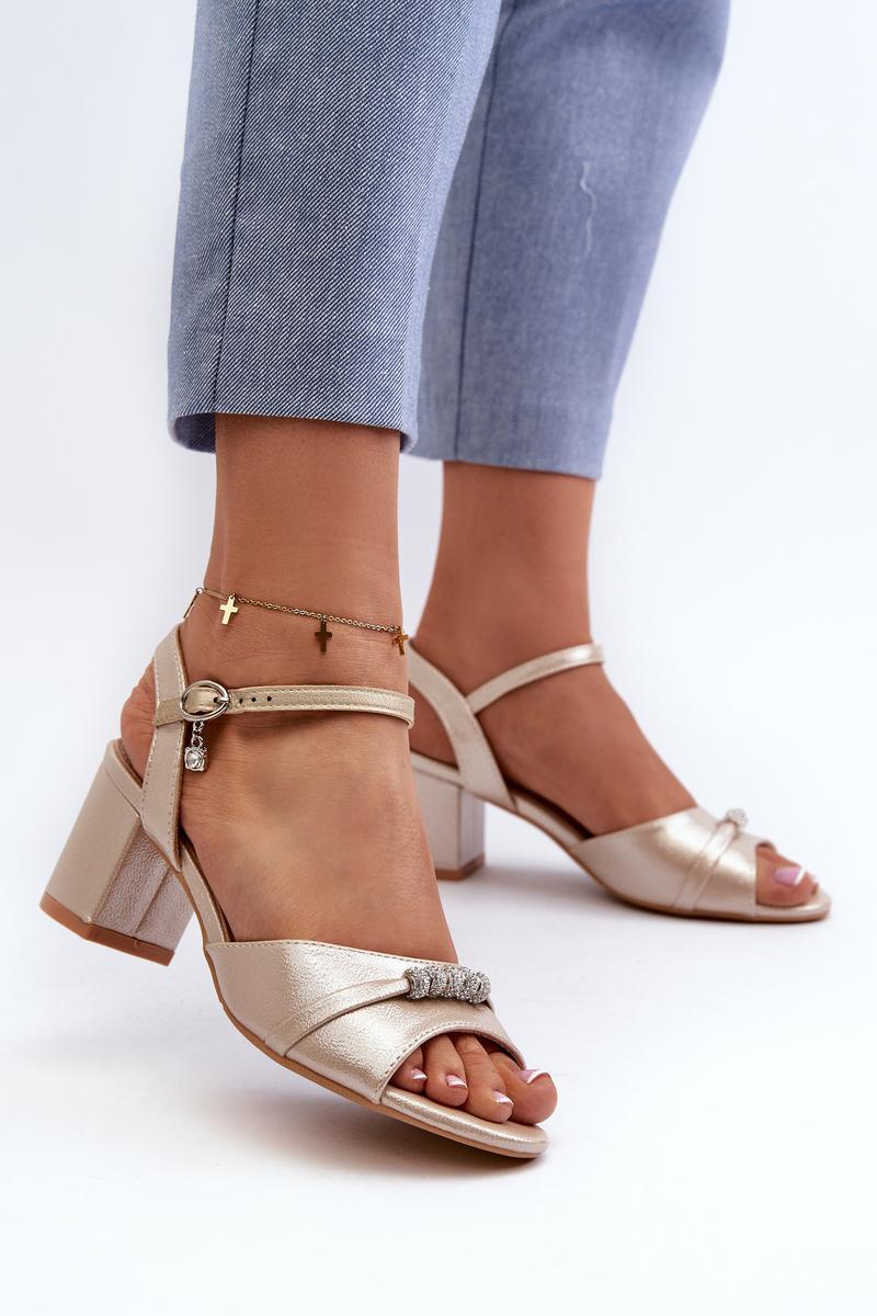 Step In Style Narhi Gold Faux Suede Heeled Sandals - view 3