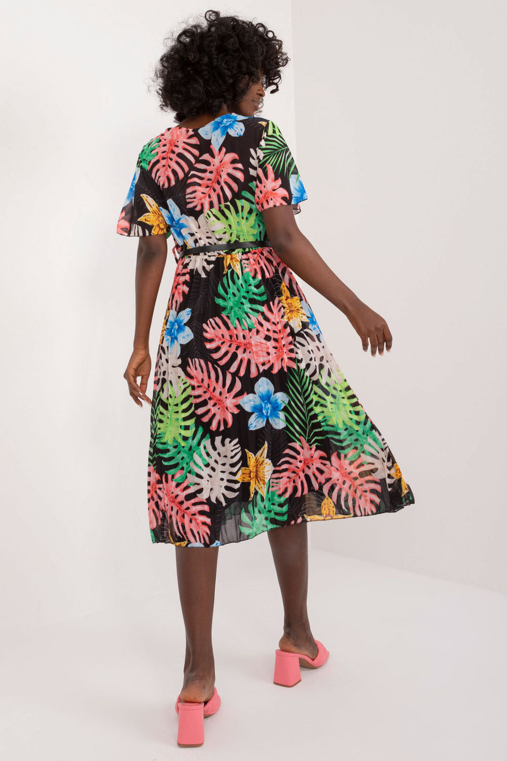 Italy Moda Black Midi Wrap Dress - view 3