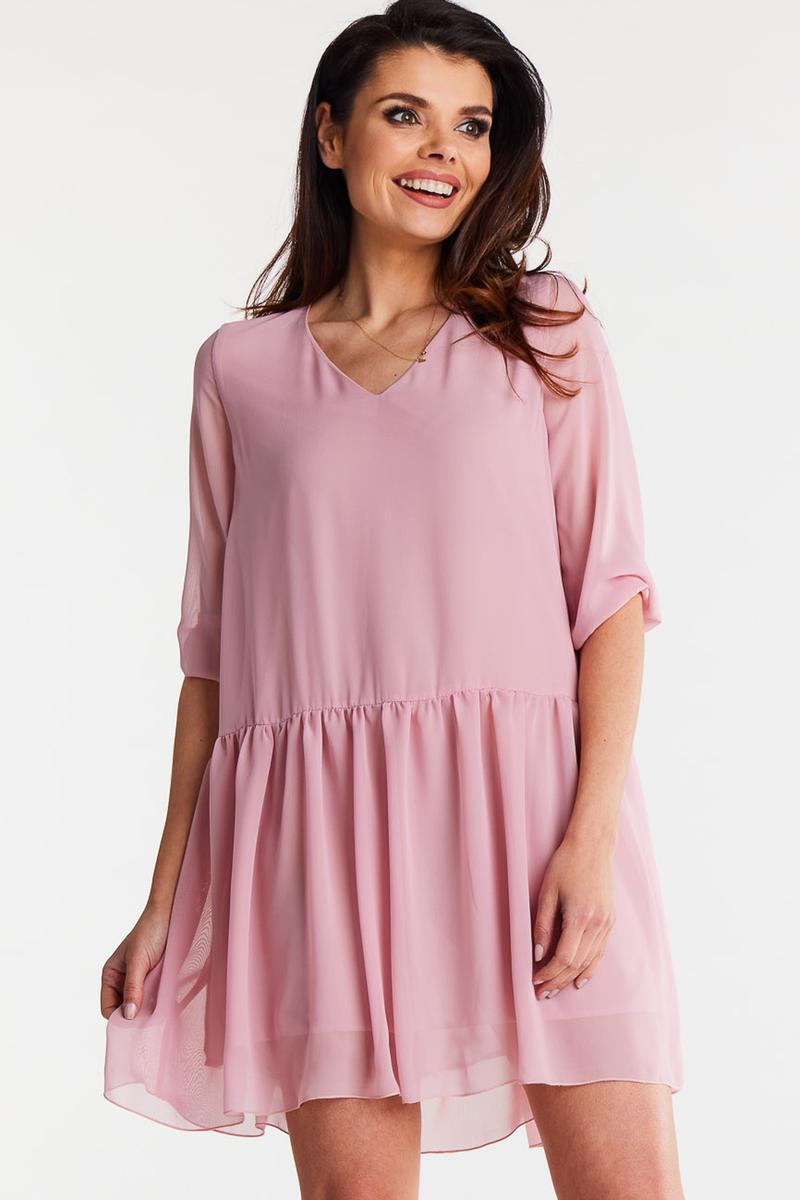 Awama Powder Pink Chiffon Dress