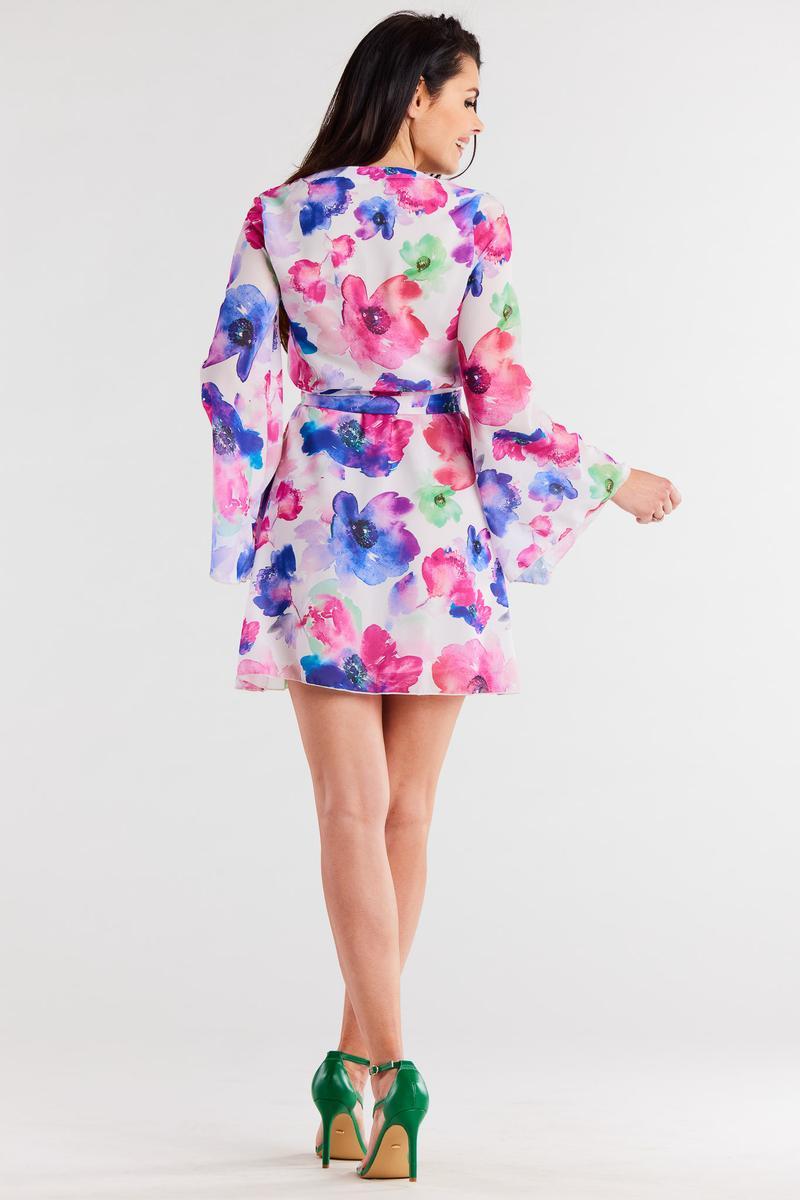 Awama Multicolour Chiffon Pleated Dress - view 3