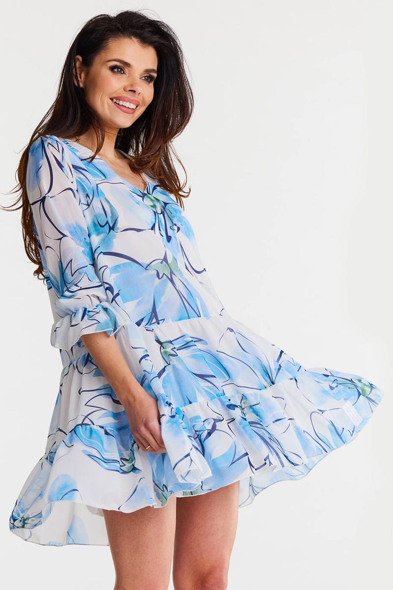 Awama Blue Chiffon Dress