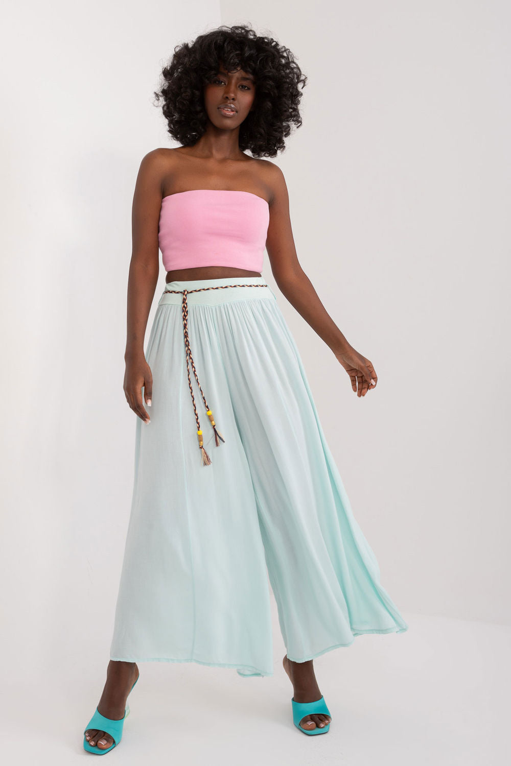Och Bella Mint Wide Leg High Waisted Trousers