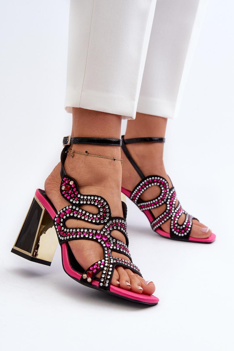 Step In Style Black Block Heel Heeled Sandals with Buckle - view 2
