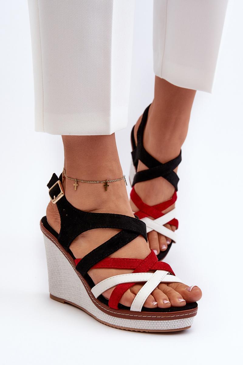 Step In Style Ellen Black Faux Leather Platform Wedge Sandals - view 3