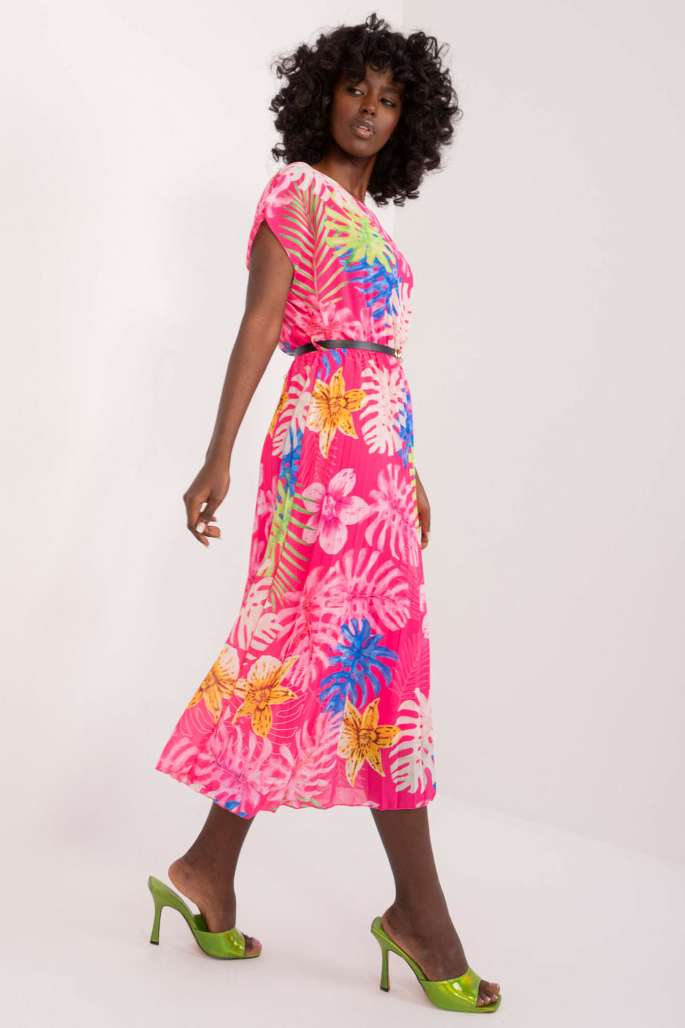 Italy Moda Dark Pink Flared Short Sleeve Dress - view 2