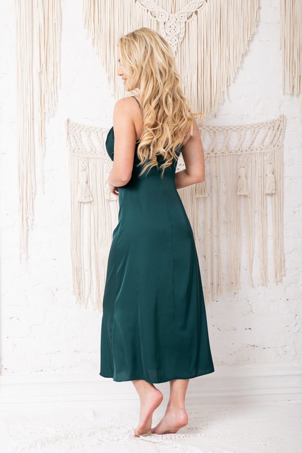Kalimo Sanda Green Satin Nightdress - view 2